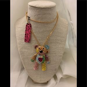 Betsey Johnson Necklace With Teddy Bear Charm